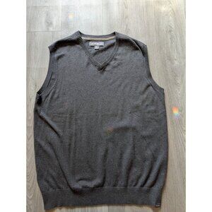 Eddie Bauer Mens Large Gray Wool V-Neck Sleeveless Sweater Vest